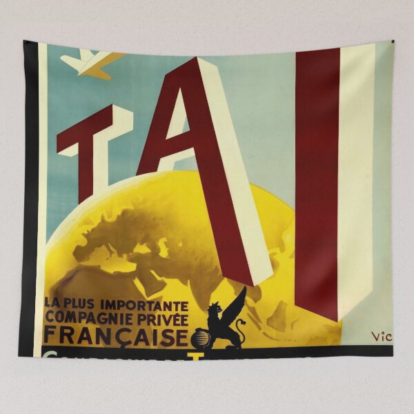 Item preview, Vintage Airline Poster | Compagnie de Transports Aériens Intercontinentaux | Mid-Century Travel Art & TAI Design designed and sold by artofuniverse.