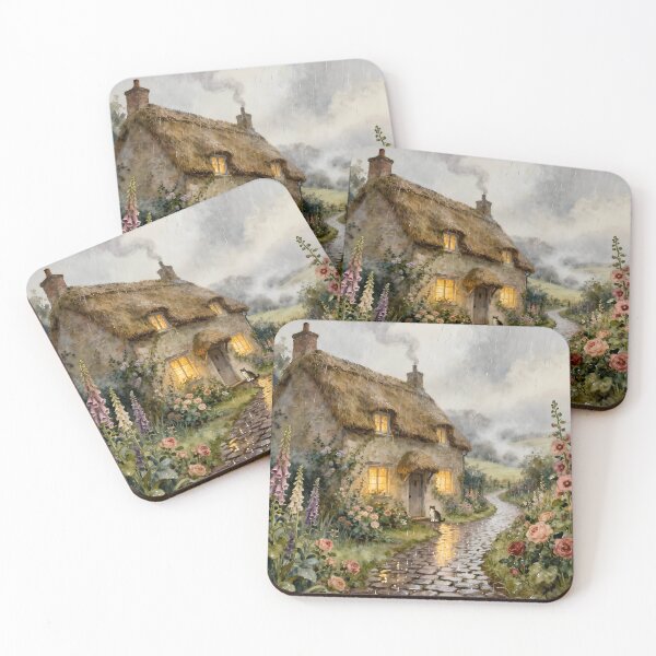 Item preview, Enchanted English Cottage and Magic Flowers on a Rainy Day designed and sold by SoniaSarkali.