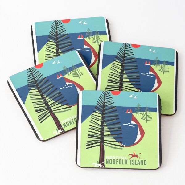 Item preview, Vintage Norfolk Island Travel Poster | Fly TEAL Art Print | Mid-Century Design | Exotic Adventure & Relaxation Decor designed and sold by artofuniverse.