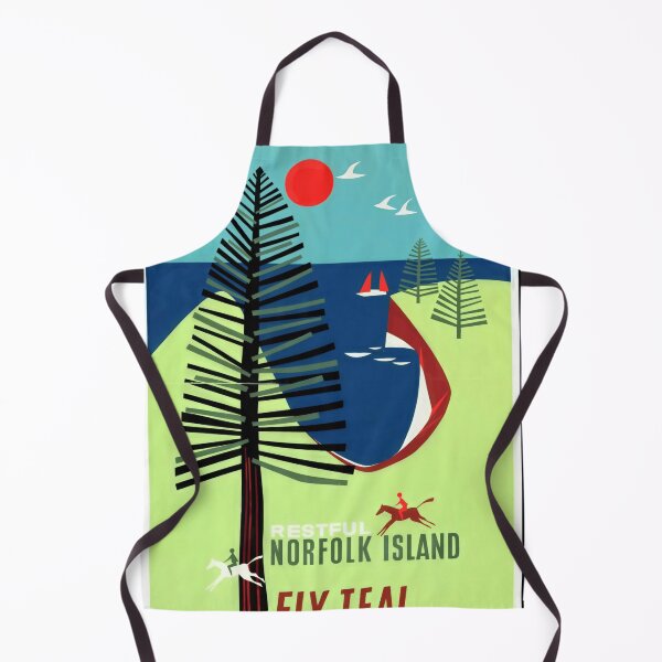 Item preview, Vintage Norfolk Island Travel Poster | Fly TEAL Art Print | Mid-Century Design | Exotic Adventure & Relaxation Decor designed and sold by artofuniverse.