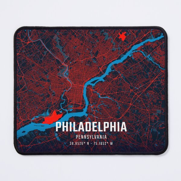 Item preview, Philadelphia Red & Blue Minimalist Map designed and sold by HomeLivingCo.