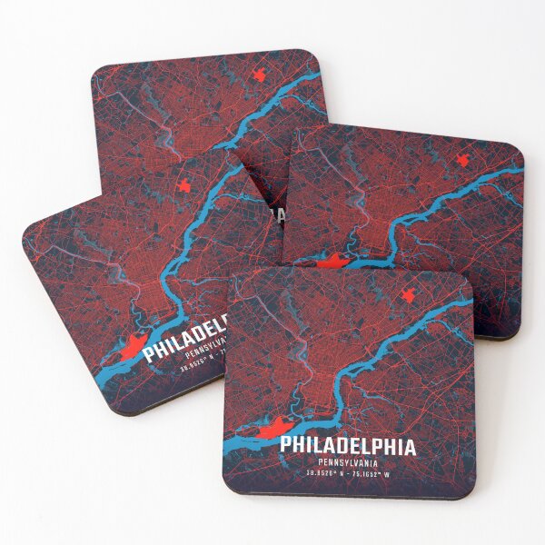 Item preview, Philadelphia Red & Blue Minimalist Map designed and sold by HomeLivingCo.