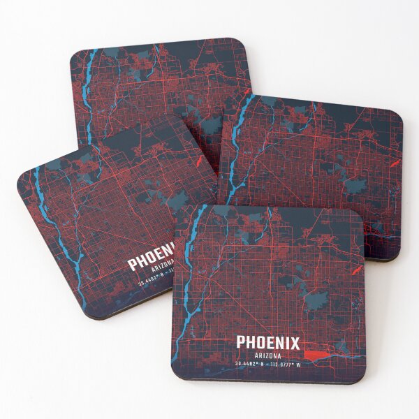 Item preview, Phoenix Red & Blue Minimalist Map designed and sold by HomeLivingCo.