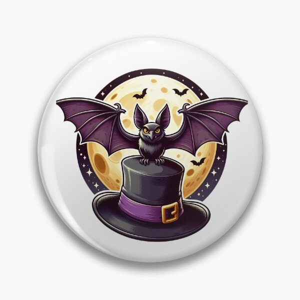 Item preview, Cute Bat on Witch Hat under the Moon - Halloween designed and sold by Art-Arcade6.