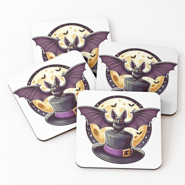 Item preview, Cute Bat on Witch Hat under the Moon - Halloween designed and sold by Art-Arcade6.