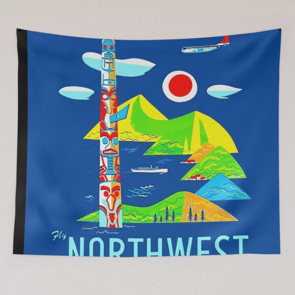 Item preview, Vintage Travel Poster | Alaska Adventure | Fly Northwest Orient Airlines | Mid-Century Art & Retro Design | Bold Colors designed and sold by artofuniverse.