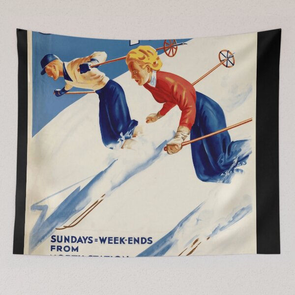 Item preview, Vintage Snow Train Poster | Boston and Maine Railroad Ski Trip Art | 1930s-1950s Travel & Adventure Decor Print designed and sold by artofuniverse.