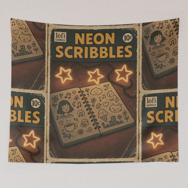 Item preview, Cozy Lofi: Neon Scribbles designed and sold by bapupa.