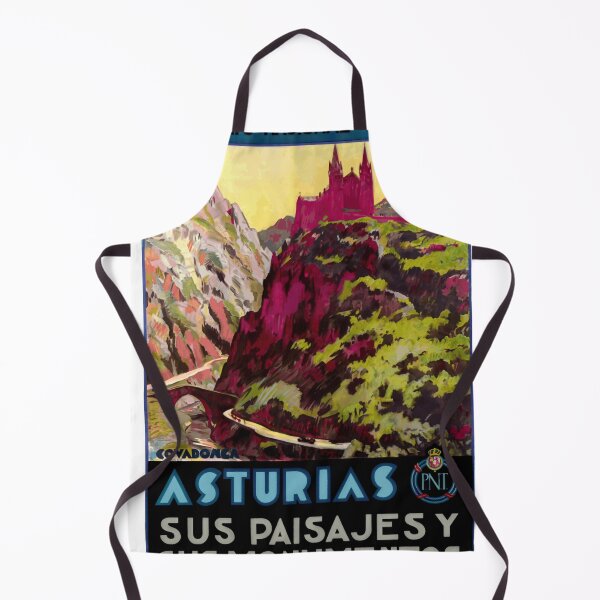 Item preview, Vintage Asturias Travel Poster | Art Deco Style | Covadonga Basilica | Bold Colors & Scenic Landscapes | Spain Tourism Art designed and sold by artofuniverse.