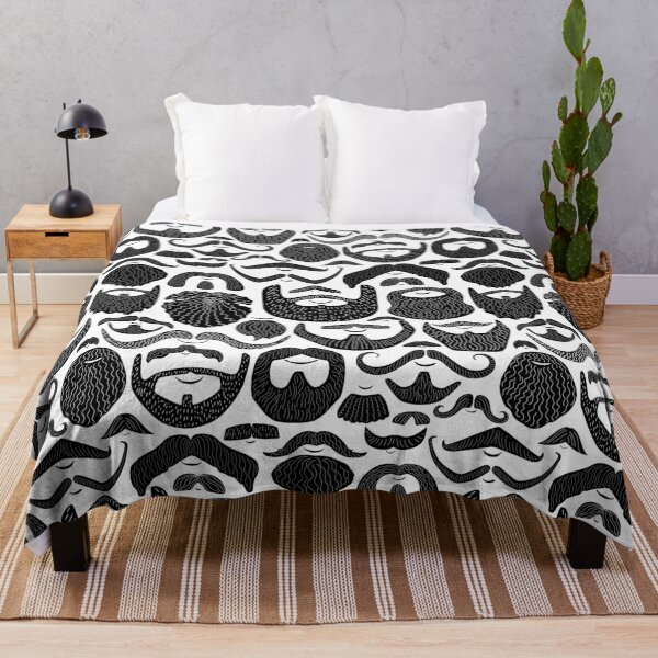Item preview, Let it grow - fun beard and mustache in black and white hand drawn pattern designed and sold by artgeige.