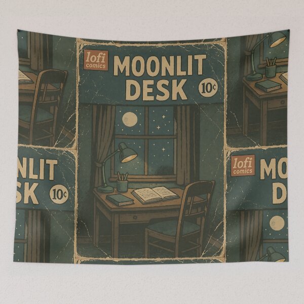 Item preview, Dreamy Lofi: Moonlit Desk designed and sold by bapupa.