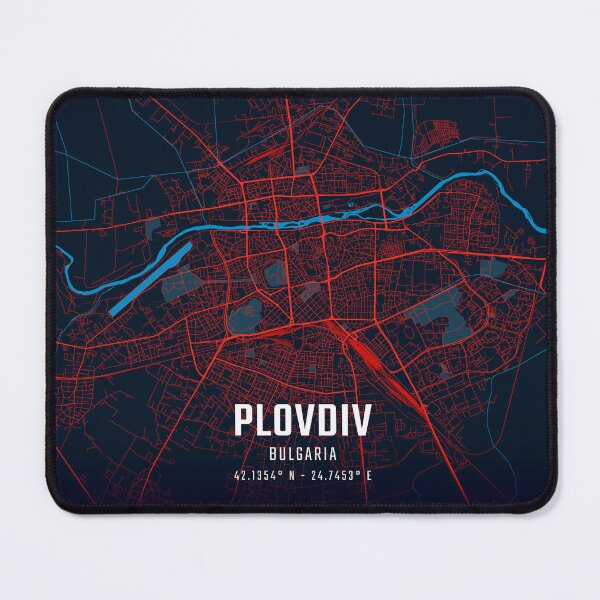 Item preview, Plovdiv Red & Blue Minimalist Map designed and sold by HomeLivingCo.