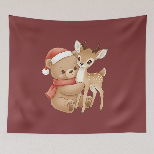 Item preview, Cute Christmas Bear Hugging Fawn designed and sold by MA DESIGNS.