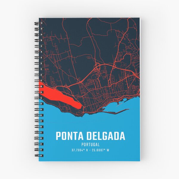 Item preview, Ponta Delgada Red & Blue Minimalist Map designed and sold by HomeLivingCo.