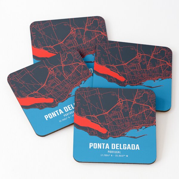 Item preview, Ponta Delgada Red & Blue Minimalist Map designed and sold by HomeLivingCo.