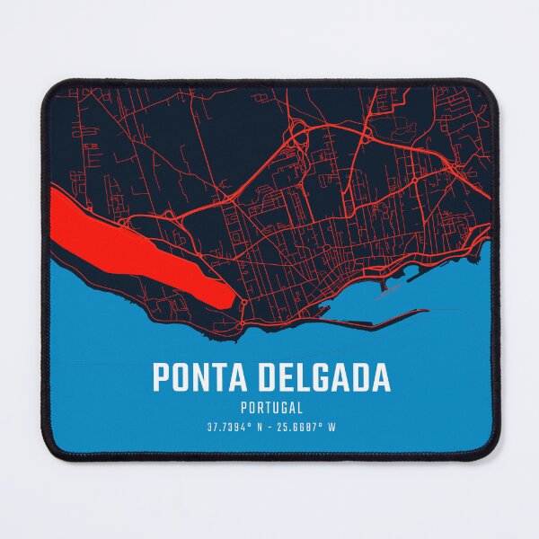 Item preview, Ponta Delgada Red & Blue Minimalist Map designed and sold by HomeLivingCo.