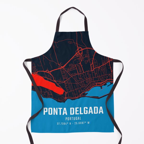 Item preview, Ponta Delgada Red & Blue Minimalist Map designed and sold by HomeLivingCo.