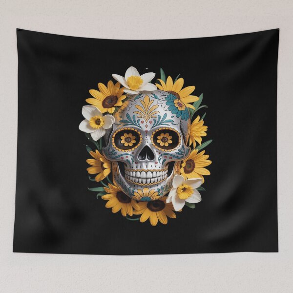 Item preview, Deadly skull with sunflowers designed and sold by PeteHomenick.