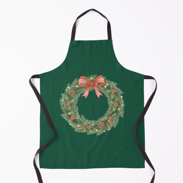 Item preview, Elegant Watercolor Christmas Wreath with Red Bow and Fairy Lights designed and sold by MA DESIGNS.
