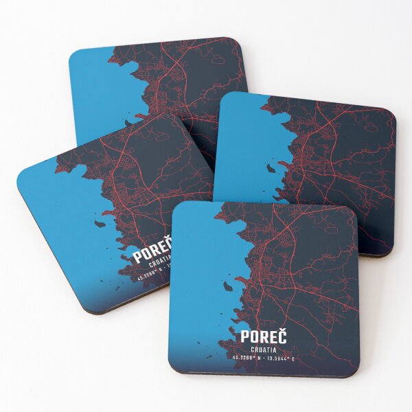 Item preview, Poreč Red & Blue Minimalist Map designed and sold by HomeLivingCo.