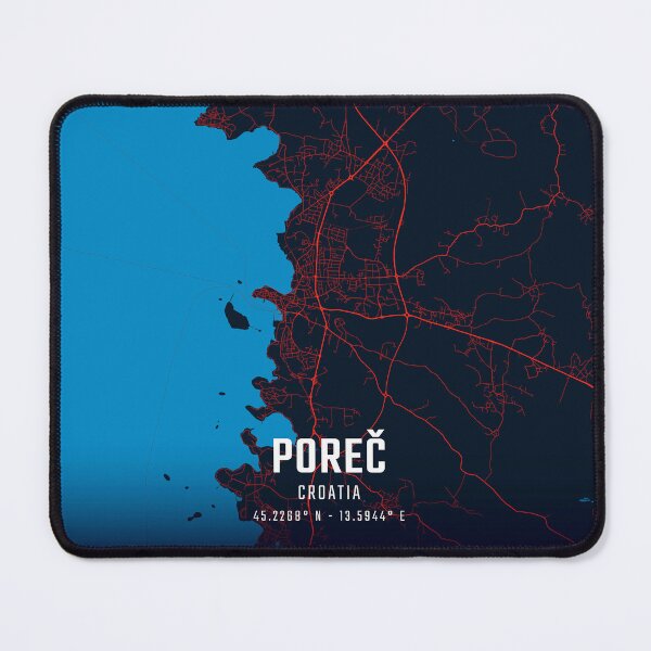 Item preview, Poreč Red & Blue Minimalist Map designed and sold by HomeLivingCo.