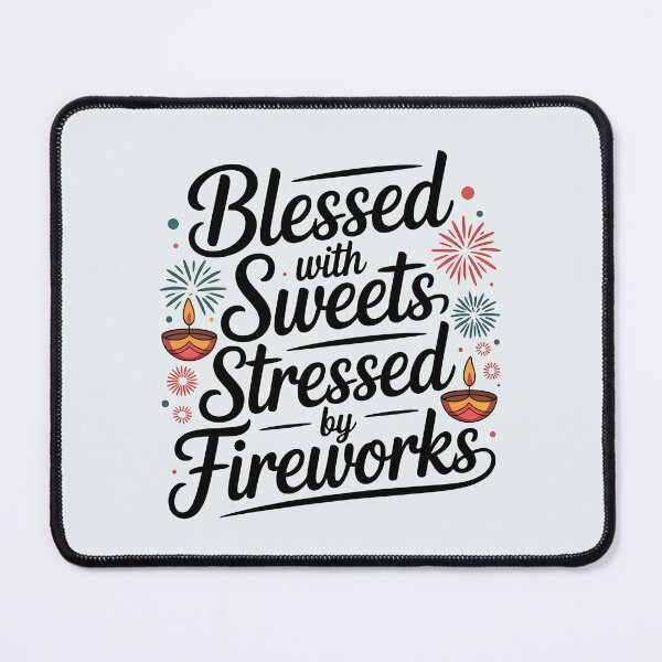 Item preview, Blessed with Sweets Stressed by Fireworks – Funny Diwali Design designed and sold by Jollys-ArtShop.