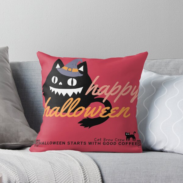 Item preview, ???‍♀️ “Happy Halloween” – Mischievous Black Cat in Witch Hat Coffee Tee ☕? designed and sold by PupmeowTs.