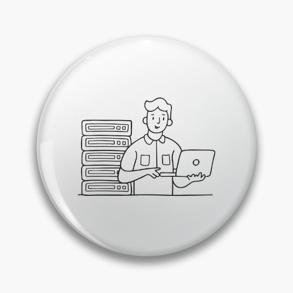 Item preview, A male technician using a laptop beside server racks designed and sold by rasagamastore.