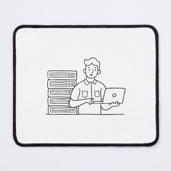 Item preview, A male technician using a laptop beside server racks designed and sold by rasagamastore.