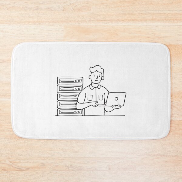 Item preview, A male technician using a laptop beside server racks designed and sold by rasagamastore.