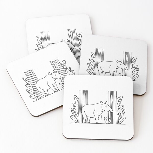 Item preview, A tapir hiding behind tree trunks in a rainforest scene designed and sold by rasagamastore.