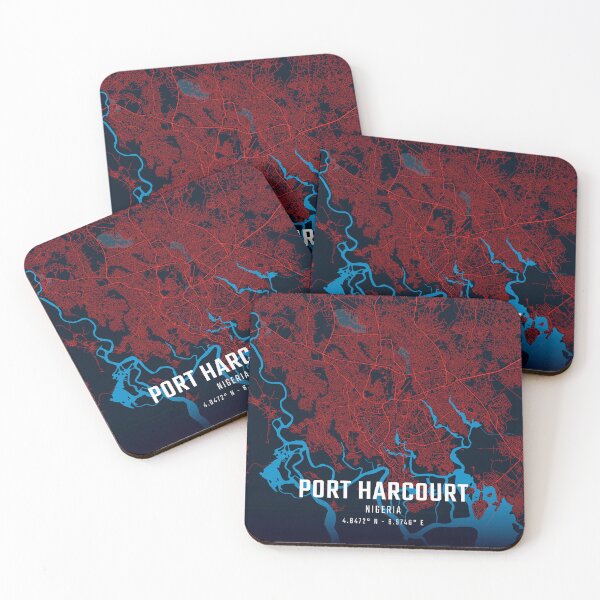 Item preview, Port Harcourt Red & Blue Minimalist Map designed and sold by HomeLivingCo.