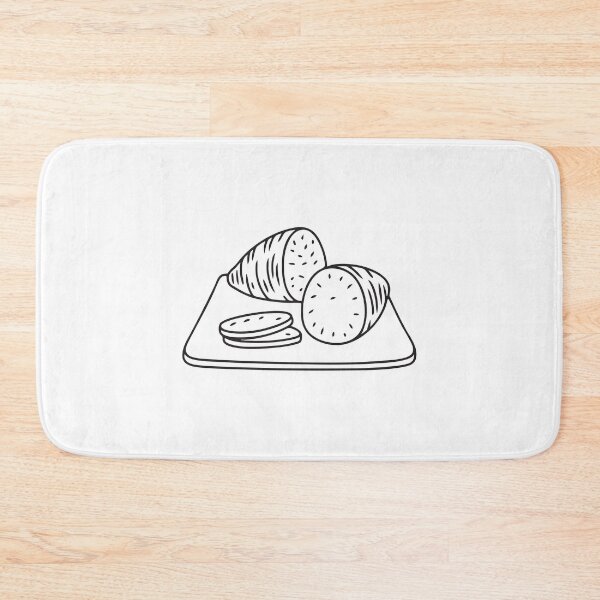 Item preview, A taro root sliced on a cutting board in the kitchen designed and sold by rasagamastore.