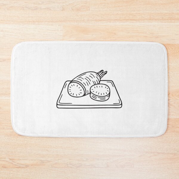 Item preview, A taro root sliced on a cutting board in the kitchen designed and sold by rasagamastore.