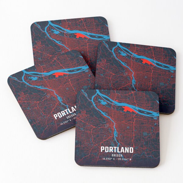 Item preview, Portland Red & Blue Minimalist Map designed and sold by HomeLivingCo.