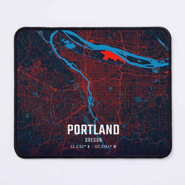 Item preview, Portland Red & Blue Minimalist Map designed and sold by HomeLivingCo.