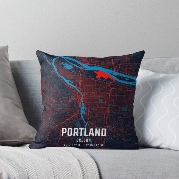 Item preview, Portland Red & Blue Minimalist Map designed and sold by HomeLivingCo.