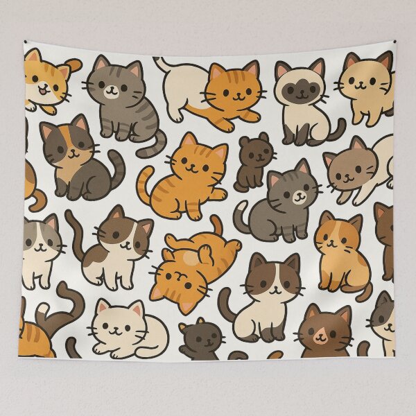 Item preview, Cute Brown Cats Seamless Pattern on White Background designed and sold by SassyArtistry.