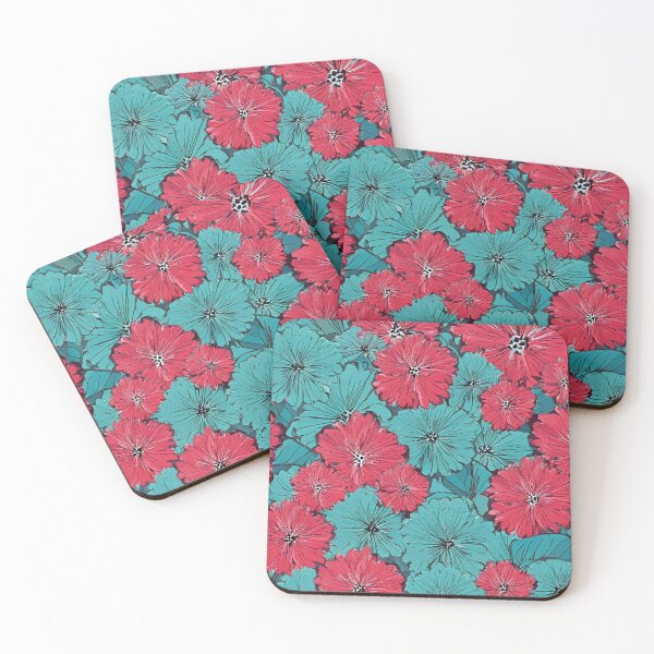 Item preview, Seamless Pattern Of Elegant Vintage Teal And Red flowers designed and sold by SassyArtistry.