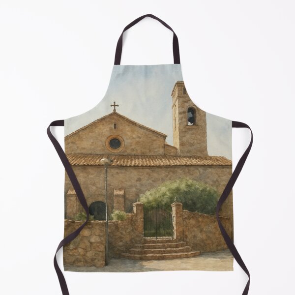 Item preview, Watercolor of the Church of San Salvador de Polinyà – Catalan rural charm designed and sold by Miradas del Mundo.