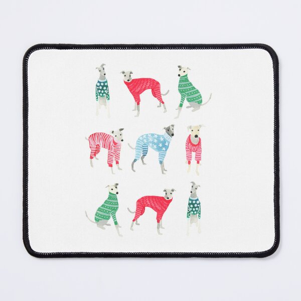 Item preview, A group of Greyhounds wearing Christmas sweaters designed and sold by Hillary Holt.