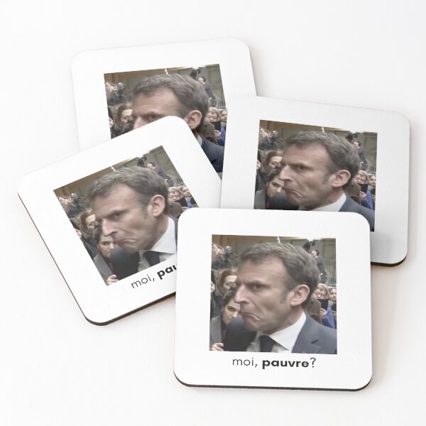Item preview, "Me, poor?" Macron doubtful Meme designed and sold by Crealice.