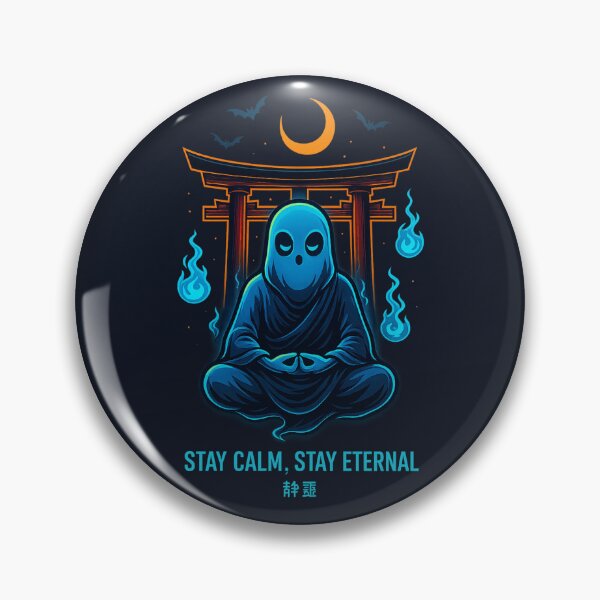 Item preview, Neon Ghost Monk – Stay Calm Stay Eternal Japanese Halloween Design designed and sold by Diwakar-Designs.