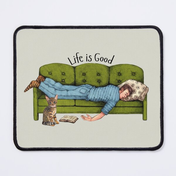 Item preview, Life is GOOD, Couch Potato Sleeping Guy, Bengal Kitten designed and sold by JoyfulWhimsy.
