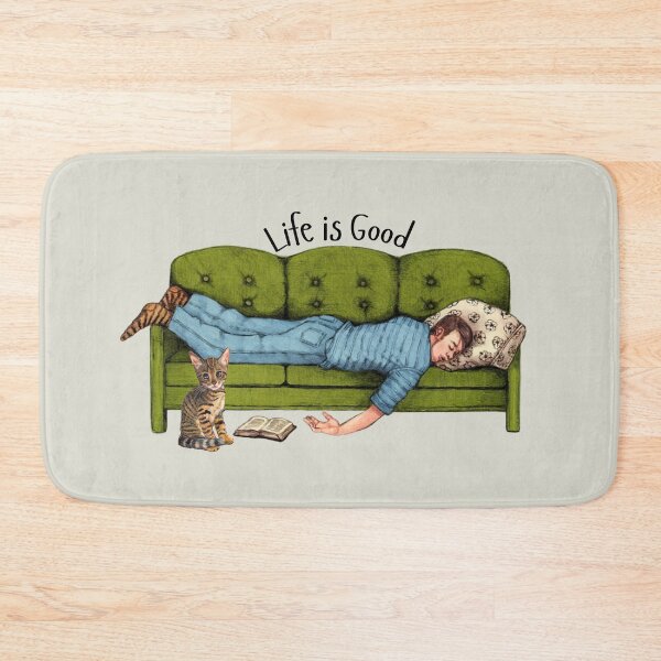 Item preview, Life is GOOD, Couch Potato Sleeping Guy, Bengal Kitten designed and sold by JoyfulWhimsy.