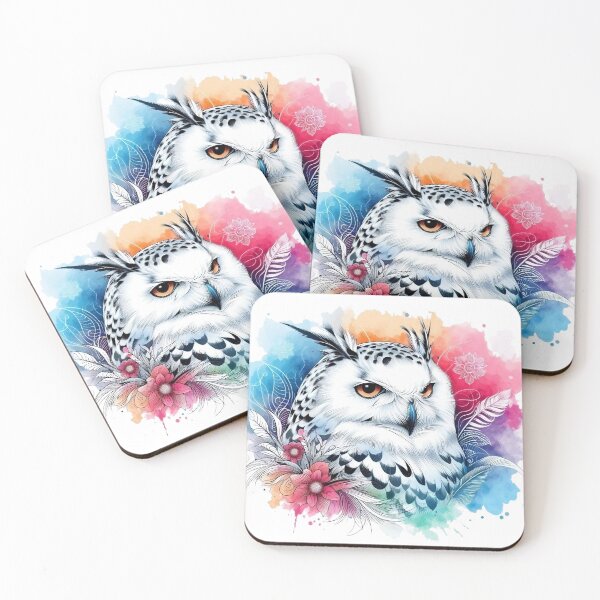 Item preview, A Snowy Owl with Various Leaves and Colorful Flowers designed and sold by Marcoshop10.