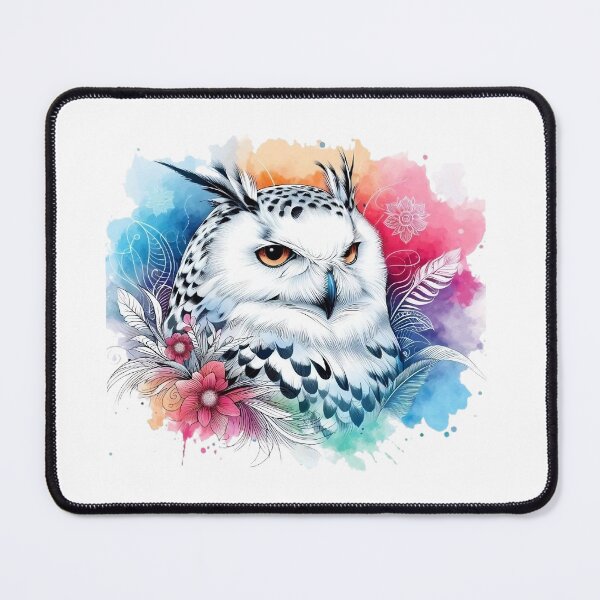 Item preview, A Snowy Owl with Various Leaves and Colorful Flowers designed and sold by Marcoshop10.