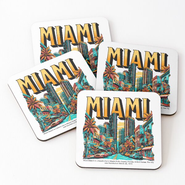 Item preview, Miami Vibes – Colorful Cartoon Skyline Typography Art designed and sold by CyberWindow.