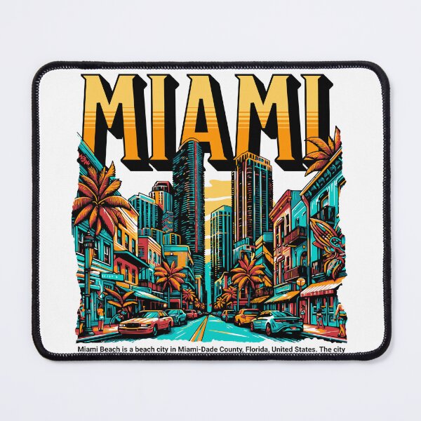Item preview, Miami Vibes – Colorful Cartoon Skyline Typography Art designed and sold by CyberWindow.