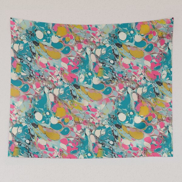 Item preview, Marbled antique paper in pink and teal designed and sold by SophieClimaArt.